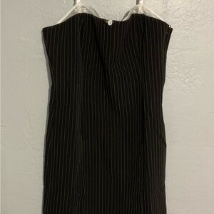 Iris Black and White Pinstripe Mini Dress